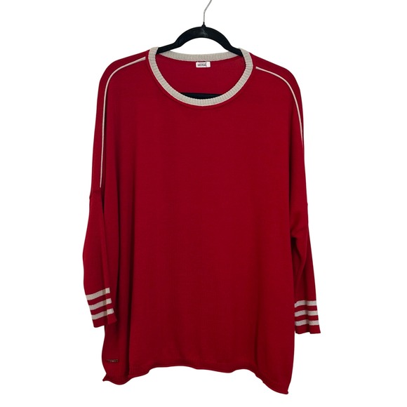 Mersea Catalina Oversized Pullover Sweater Size OS Red White Striped Travel - Picture 1 of 8